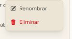 Opciones Renombrar y Eliminar del menú de conversación